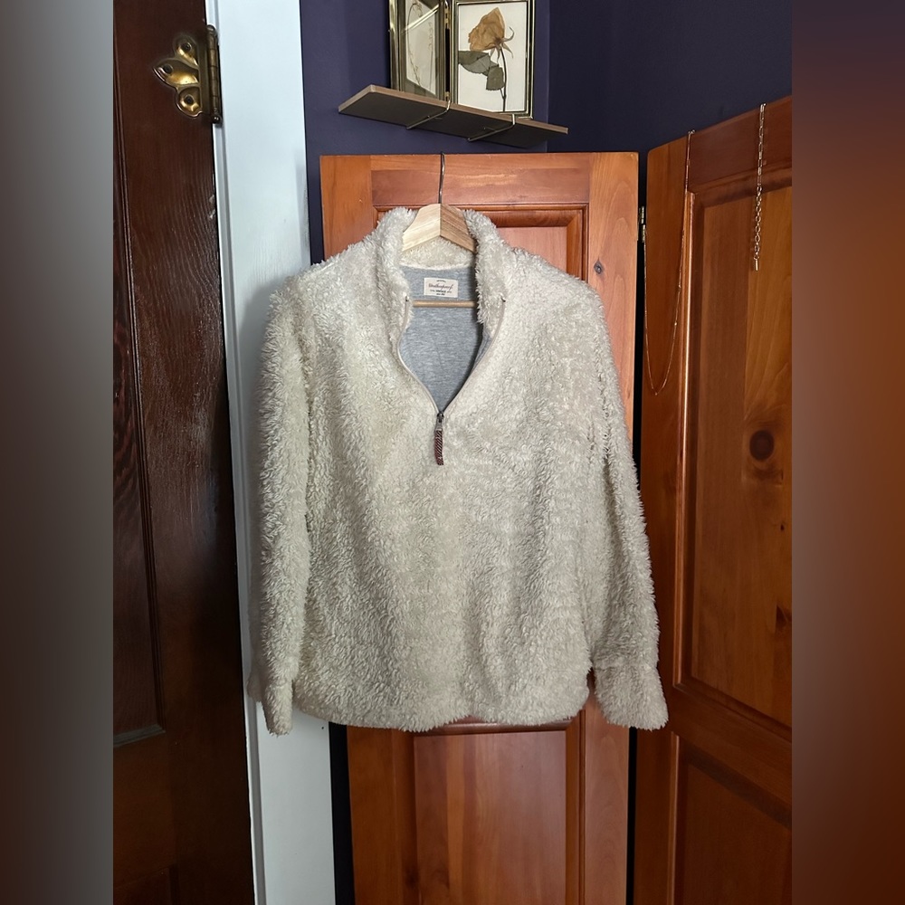 Cream Sherpa Style Original Weatherproof Vintage quarter zip Pullover Sweater